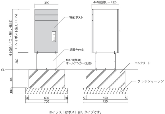 商品廃盤 コルディア100専用据え置き台座 / ユニソン / 郵便ポスト