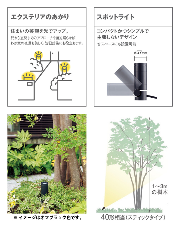 パナソニック　スパイク取付 電球色 エクステリア スポットライト 防雨型 40形ミニレフ電球1灯相当 LED内蔵　LGW40081LE1 - 2