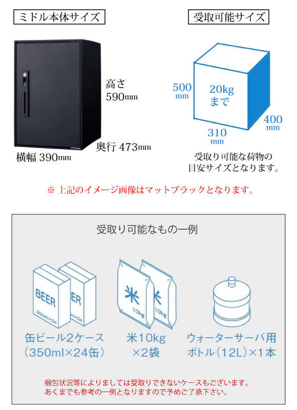 商品廃盤 宅配ボックス コンボ ライト ミドル（マットブラック） CTNR6020RB ＋据え置き部材セット パナソニック 郵便ポスト